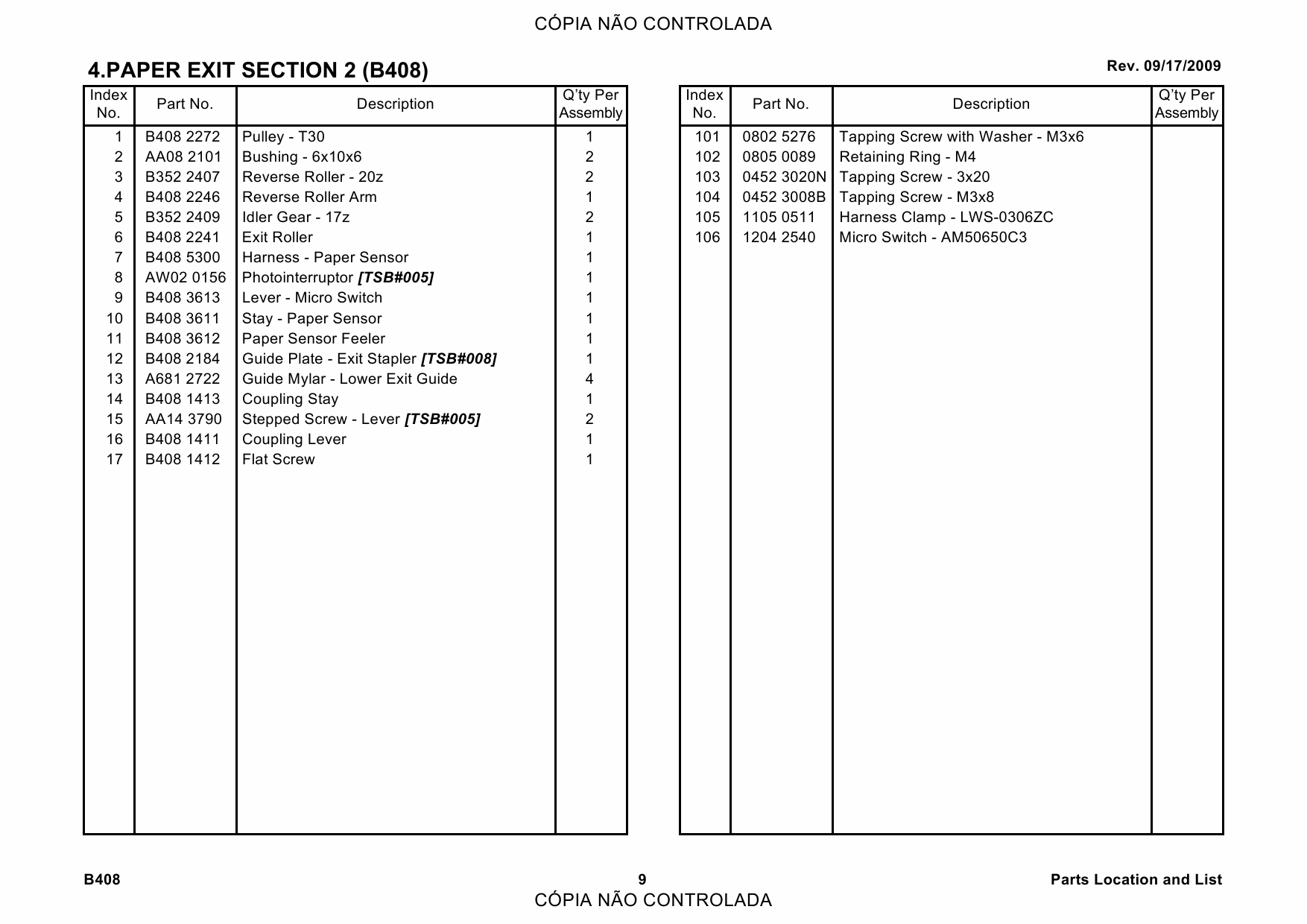 RICOH Options B408 1000-SHEET-FINISHER Parts Catalog PDF download-6